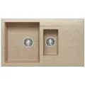 Мойка для кухни каменная POLYGRAN BRIG-870, Бежевая, Врезная, Квадратная, С крылом, 2 чаши (Песочный)