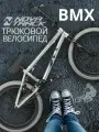Велосипед трюковой NOVATRACK 20 BMX PSYCHO спортивный на рост 130-190 см, рама 20 БМХ велик для прыжков, серебристый