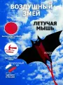 Воздушный змей черный Летучая Мышь, 140x80 см, с катушкой и леером 30м, каркас из стеклопластика