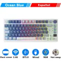 RK Royal Kludge M75 81 клавиш механическая геймерская клавиатура RGB Brown Switch, Ocean Blue ES