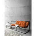 Диван лофт прямой, уличный, в офис, на балкон, на веранду, в гостинную, кухонный, Лофтовик ++ кожзам оранжевый