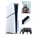 PS5 (ПС5) Игровая приставка Sony PlayStation 5 Slim disk+2-й геймпад(военный)+зарядное+Игра Witcher 3, 1000ГБ