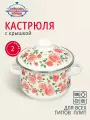 Кастрюля эмалированная сталь, 2 л, с крышкой, крышка сталь, Сибирские товары, Роза плетистая, 3MD161M, индукция