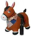 Прыгун Коричневая лошадка Звездочка, детская надувная развивающая игрушка-тренажер (в комплекте с платком-банданой)