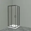 BelBagno Душевой уголок BelBagno UNO-195-A-2-100-C-NERO, прозрачный, профиль черный матовый, универсальный