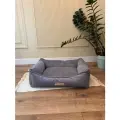 Лежанка со съёмным чехлом Pets Parking, S (65x50 см), для кошек и собак, велюр, гипоаллергенный холлофайбер, серая.