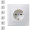 Розетка IEK Кварта с заземлением белая (комплект из 6 шт)