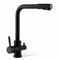 Смеситель для кухни с фильтром для питьевой воды и поворотным Г-образным гусаком, черный
