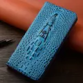 Чехол-раскладушка Голова крокодила, для Samsung M23, натуральная кожа, светло-голубой