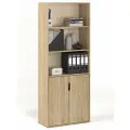 Стеллаж БАНГА-26, дуб сонома, с дверками и отрытой полкой, (ВхШхГ) 177,2х69,8х32,6 см, ЛДСП