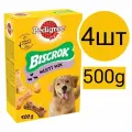 Лакомство для собак Pedigree Biscrok Multi Mix, Бисквитные косточки, 500гр. (4 упаковки)