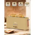 Тостер TESLER TT-140 OCHRE YELLOW, 6 уровней прожарки, 980 Вт, длинный слот на два тоста, подсветка кнопок, разморозка