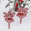 Подвеска на елку Серпантин в блестках Снежная фея 14 см 2 шт, цвет красный