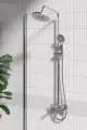 NEW. Душевая система с тропическим душем ESKO Line хром, латунный смеситель поворотный излив