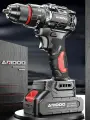 Шуруповерт Aridoo, аккумуляторный, бесщеточный, 2 режима, 21 В, с подсветкой, в кейсе 2 аккумулятора