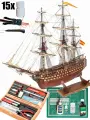 Модель парусного корабля OcCre (Испания), линкор Santisima Trinidad, 1000 часов, 1060х810х415 мм, М.1:90, подарочный набор с подставкой, инструментами, красками, лаком и клеями