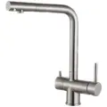 Смеситель для кухни Zorg Inox SZR-7039 с краном для питьевой воды, с поворотным изливом, матовый, однорычажный, нержавеющая сталь, с керамическим картриджем