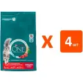 Сухой корм Purina ONE для стерилизованных кошек и котов с говядиной и пшеницей, пакет, 3 кг, 4 шт