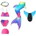 Костюм для плавания Русалочка ( очки, шапочка, венок, ласты, хвост, топ, трусики) р 140