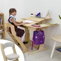 Парта для школьника, растущая парта и растущий стул, с подушкой, комплект, окрашен маслом