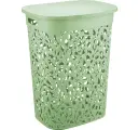 Корзина для белья 'флора' 35л, цвет мята, стильный дизайн с растительным орнаментом
