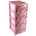 Комод детский пластиковый с 4 ящиками, принт «Принцесса», розовый/белый, 100х30х30 см