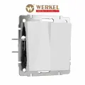 Проходной двухклавишный выключатель/переключатель Werkel W1122041 белый акрил IP20
