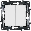 Выключатель двухклавишный - Legrand Structura - 10А 250В безвинтовые зажимы - белый