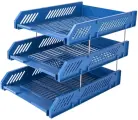Лоток для бумаг горизонтальный Deli E9209 набор 3шт на металл. стерж синий