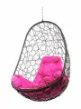 Подвесное кресло овал (без стойки), с ротангом коричневое, розовая подушка