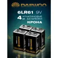 Батарейки Daewoo Крона, 6LR61 (9V) щелочные(алкалиновые) / 4 штуки