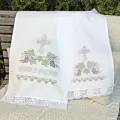 Рушник венчальный, свадебный под ноги из льна с вышивкой Лоза на свадьбу и венчание
