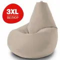 Кресло мешок Bean Joy, пуфик мешок, бескаркасное кресло, размер 3XL, мебельный велюр, бежевый