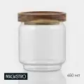Банка стеклянная для сыпучих продуктов с деревянной крышкой Magistro Village, 450 мл, 9х10 см