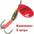 Блесна для рыбалки вращающаяся Mepps AGLIA FLUO, 3, Red, комплект из 5 штук