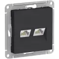 Розетка ATLASDESIGN двойная компьютерная RJ45+RJ45 категория 5E механизм карбон