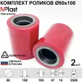 Колеса (подвилочный ролик) 80х100 мм, 2 шт, полиуретановые, для гидравлической тележки рохля