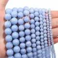 KamenOpt / Голубой Агат (Сапфирин) бусины 10 мм, на нитке 38 см, из натурального камня