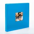 Фотоальбом, традиционный альбом с бумажными листами 27х29 см, 50 листов (100 страниц), фото на обложке, радость, голубой, под уголки, для наклеивания GF 6371