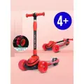 Детский трёхколёсный самокат со светящимися колёсами, для детей от 4-х лет Scooter Maxi Lights Красный