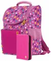 Рюкзак школьный Pixie детский с органайзером, розовый, с принтом горошек