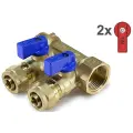 Коллектор проходной запорный Tim 200-3/4(2) 3/4 НР-ВР, 2 отвода 16мм 2 3/4 3/4 16 1/2