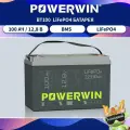 POWERWIN BT100 LiFePo4 Аккумулятор Встроенная BMS Автономная система солнечной энергии Автомобильная зарядка Инвертор для хранения энергии RV 12 В 100 Ач/1280 Втч