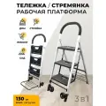 Тележка грузовая складская со стремянкой 3 ступени для выкладки товара 60/130 кг для магазинов и супермаркетов