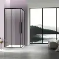 Душевой уголок Vincea Slim-N 90x90 VSS-4SN900CLB профиль Черный стекло прозрачное алюминий черный Италия