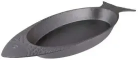 Сковорода для фахитос Рыба, чугун, высота 38, длина 320, ширина 130мм, серый