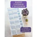 Горшки Garden Emili, для кактусов и суккулентов, 21 шт, белые, с поддонами