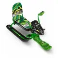 Снегокат Ника-SNOWPATROL (зеленый) рама зеленая со спинкой, трос авт. нам, велоруль