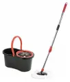 Комплект для уборки: швабра, ведро 7 л/5 л с отжимом центрифуга, 2 насадки, черный, LAIMA, 607487