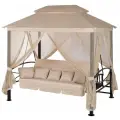 Беседка-качели «Пальмира», металл, бежевая, 254 см х 170 см х 245 см, до 400 кг